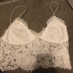 Blue blush white lace bralette size medium